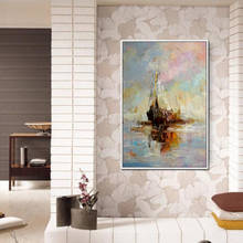 Pinturas abstratas artesanais a óleo coloridas em tela, para salão, escritório, casa, grande decoração, pintada à mão, imagens de arte de parede moderna 2024 - compre barato