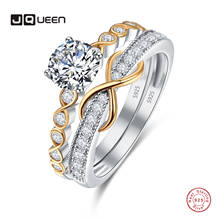 JQUEEN-Anillo de circonia cúbica para mujer, sortija de boda de 6,5mm de ancho, anillo de plata 925, conjunto de joyería de pavimentación, joyería de cristal 2024 - compra barato