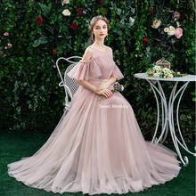 Vestidos de dama de honra plus size, feitos sob encomenda, rosa, com memória doce, laço, tule, vestido para festa de casamento, 2021 2024 - compre barato