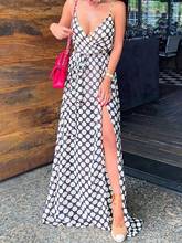 VAZN 2021 Hot Popular Dot Chiffon Holiday High-end Long Dress Sweet Spaghetti Strap Women High Waist A-Line Maxi Dress 2024 - buy cheap