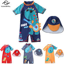 Baby Boy Swimwear Dinosaur Swimsuit Kids One Piece with Cap Children's Bathing Suit Short Sleeve Rashguard Swimming Suit Toddler 2024 - buy cheap