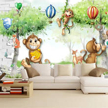 Papel de parede 3d personalizado milofi, mural de animal, movimento animal, desenho animado, sala de crianças, decoração 2024 - compre barato