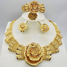 Bridal Gift Nigerian Wedding African Beads Jewelry Set Brand Woman Fashion Dubai Gold Color Jewelry Set Wholesale Design 2024 - buy cheap