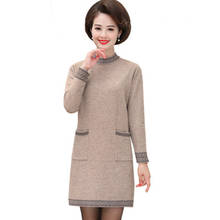 Women Sweaters Dress Pullovers  New Winter Middle-aged ladies Mid-Long Knitted Sweater Dress Female  Vestidos Plus Size 2024 - buy cheap