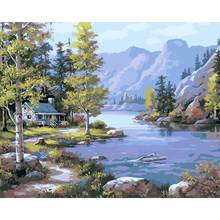 GATYZTORY 40x50cm DIY Oil Painting By Numbers Waterfalls And Rivers Landscape Kits Drawing Canvas HandPainted Gift Pictures Wall 2024 - buy cheap