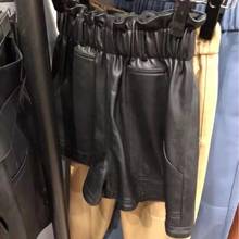 2021 Fashion Clothing NEW Genuine Leather Shorts Women Elastic Waist Booty Mini Sexy Short Feminino Black Pocket Calzones Mujer 2024 - buy cheap