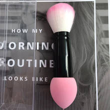 2 in 1Professional Blush brush Nylon Make up Brushes Two Head blusher Metal Cosmetic Tools with Sponge Brushes 2024 - buy cheap