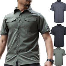 2022Summer quick dry basis Military Tactical Shirts Men Solid short Sleeve Casual Dress Shirts Male Cargo Work Shirts Male Tops 2024 - buy cheap