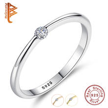 Belawang 925 prata esterlina luminoso anel de dedo simples coração anéis de casamento para casamento feminino jóias de noivado 2024 - compre barato