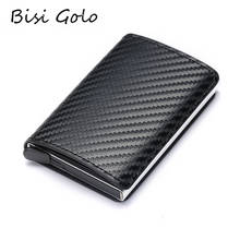 BISI GORO 2021 Fashion Credit Card Holder Carbon Fiber Card Holder Aluminum Slim Short Card Holder RFID Blocking Card Wallet 2024 - buy cheap
