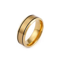 Gold plated stainless steel jewelry couple rings graining 2024 - buy cheap