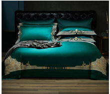 Conjunto de cama de algodão egípcio luxo 1000tc masculino premium, bordado, capa de edredom e lençol 2024 - compre barato