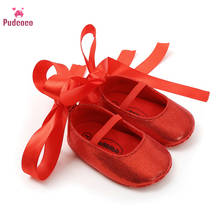 Pudcoco-zapatos rojos para bebé recién nacido, calzado de suela suave con cordones sólidos, PU, Princesa, a rayas, para cuna, para caminar 2024 - compra barato