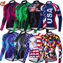 Camisa de ciclismo de flanela masculina, roupa de bicicleta de estrada e mtb, camisa de manga comprida, motocross, camisa dos eua, 2021 2024 - compre barato