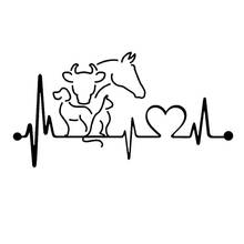 Car Sticker Dog Cat Horse Cow Heartbeat Lifeline Monitor Creative Funny Animal Waterproof Sun Protection PVC,20cm*11cm 2024 - buy cheap