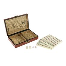 Китайский игровой набор для плитки Mah-Чен 144 с деревянной кожаной коробкой 2024 - купить недорого