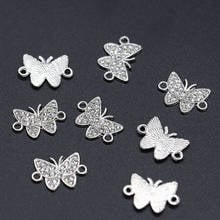 Mibrow New 10pcs/lot Silver Color 29mm Animal Butterfly Charms with Rhinestone For DIY Necklace Bracelet Jewelry Making Findings 2024 - buy cheap