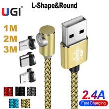 Cable magnético de carga rápida 3 en 1, Cable Micro USB tipo C, cargador de nailon trenzado, diseño desengrasado de 90 juegos para IOS 2024 - compra barato
