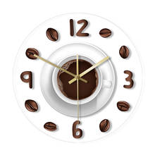 Coffee Hand Drawing illustration Kitchen Wall Clock Modern Print Clock Minimalist Acrylic Wall Watch Gift idea for Coffee Lovers 2024 - buy cheap