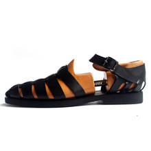 Sandalias clásicas de gladiador italiano para hombre, zapatos informales de cuero de vaca Real, calados, con hebilla en el tobillo, talla grande 2024 - compra barato