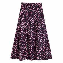 Women vintage animal pattern print split sashes midi skirt faldas mujer ladies belt vestidos chic a line skirts QUN532 2024 - buy cheap