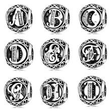 Contas de berloques de prata esterlina 100%, alfabeto de cristal de zircônia com letras a a z, ajuste original de pandora, fabricação de joias para pulseiras 2024 - compre barato