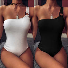 2020 New Sexy One Shoulder Bikini White Black Full Back Women Swimwear One-Piece Swimsuit Female Bather Bathing Suit Swim Lady 2024 - buy cheap