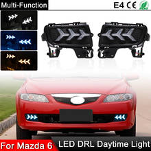 For Mazda 6 2006-2009 Front Bumper LED DRL Daytime Lamp Blue Night Light Dynamic Amber Turn Signal Lights 2024 - buy cheap