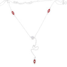 Женское длинное ожерелье из серебра 100% пробы с красными эмалью 2024 - купить недорого