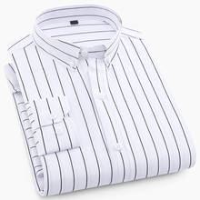 Camisa de vestido masculina manga longa padrão-ajuste primavera outono listrado & xadrez impressão social camisa de negócios masculino roupas de marca my206 2024 - compre barato