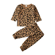 Focusnorm 0-18M Leopard Newborn Baby Girl Boy Clothes Set Long Sleeve Cotton Button Tops Leggings Pants Outfits 2024 - buy cheap