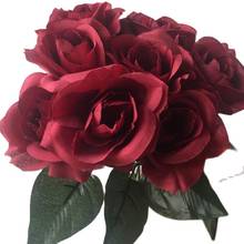 Burgundy Silk Rose Flower Roses 20 Colors for Wedding Centerpieces Bride Bouquet Artificial Decorative Flowers 2024 - buy cheap