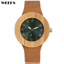 Reloj de pulsera de madera de bambú para hombre y mujer, cronógrafo de cuarzo con números romanos simples, redondo, de estilo minimalista 2024 - compra barato