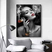 Modern Black White Nude Women Canvas Painting Sexy Smoking Woman Poster and Print Wall Art Pictures for Living Room Decor Cuadro 2024 - buy cheap