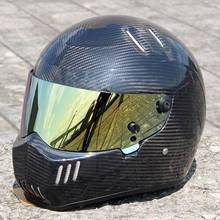 Capacete de fibra de carbono vintage para motocicleta, capacete profissional com visor dourado, para corrida off road e touring 2024 - compre barato