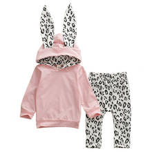 Fashion Toddler Baby Girl Winter Clothes Cut Rabbit Ear Cap Hoodie Sweatshirt Tops Leopard Pants Kids Outfit for 0-4 Years 2024 - buy cheap