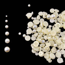 Cuentas de perlas redondas blancas de marfil (2mm ~ 7mm), 1 bolsa de 100-1200 Uds., cuentas de resina de plástico planas sueltas, perlas para decoración de uñas 2024 - compra barato