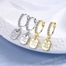 Women's Fashion Elegant Dazzling Crystal Hoop Earrings Shiny Small Huggies With Creative Square Pendants Charming Earring Gifts 2024 - buy cheap