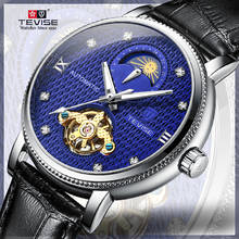 TEVISE Business Men Automatic Mechanical Watch Time Moon Phase Display Luminous Hands Leather Waterproof Male Wristwatch T612 2024 - buy cheap