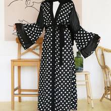 Elegant Muslim Black Dot Vestidos Abaya Full Dresses Cardigan Kaftan Kimono Long Robe Gowns Tunic Jubah Ramadan Eid Arab Islamic 2024 - buy cheap