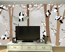 Papel de parede personalizado 3d pintado à mão panda de desenhos animados imagem de fundo quarto de criança pintura decorativa 3d mural 2024 - compre barato