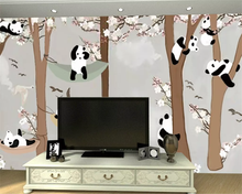 Beibehang-papel tapiz personalizado 3D, pintado a mano, panda de dibujos animados, imagen de fondo, papel tapiz para habitación de niños, pintura decorativa, mural 3d 2024 - compra barato