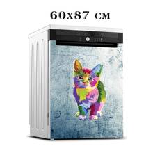 Arte por atacado gato colorido pintura máquina de lavar louça geladeira freeze adesivo arte geladeira porta capa papel parede cozinha adesivos 2024 - compre barato