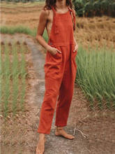 2021 verão tendência da moda nova cinta feminina macacão laranja solto calças de carga macacão comprimento total 2024 - compre barato