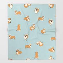 Dog Corgi Cartoon Throw Blanket Cute Kids Design Corgi Print Blankets for Beds Christmas Decorations for Home 2024 - buy cheap