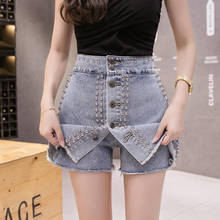 #0608 Summer Shorts Skirts Women Front Buttons Sexy High Waist Shorts For Women With Rivet Punk Club Women's Shorts Skirts Sexy 2024 - buy cheap