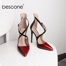 BESCONE Fashion Ladies Pumps Sexy Pointed Toe Handmade Super High Heel Shoes Women Stylish Buckle Top Quality Party Pumps BY03 2024 - buy cheap