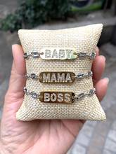 6Pcs 2021 New MAMA/BOSS/BABY Name Charm Brass Bracelets with Silver Pig Nose Shape Chain Bracelets 2024 - buy cheap