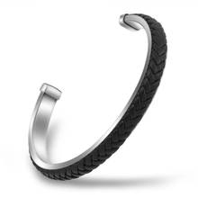 Yoiumit Fashion Stainless Steel Bracelet New Jewelry Leather Men's Bracelet Valentine's Day Gift 2024 - buy cheap