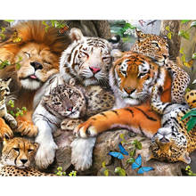 Diy 5D Full Diamond Painting Cross Stitch Tiger Full Round Drill Zoo Diamond Embroidery Landscape Mosaic Animals Art Wall 2024 - buy cheap